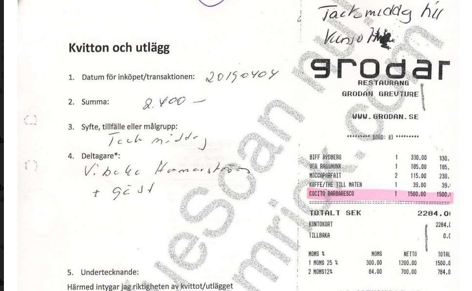 Kyrkans Akademikerförbunds Vibeke Hammarström anklagas för att slösa med medlemmarnas pengar, bland annat ska hon ha köpt vin för 1 500 kronor i samband med en middag