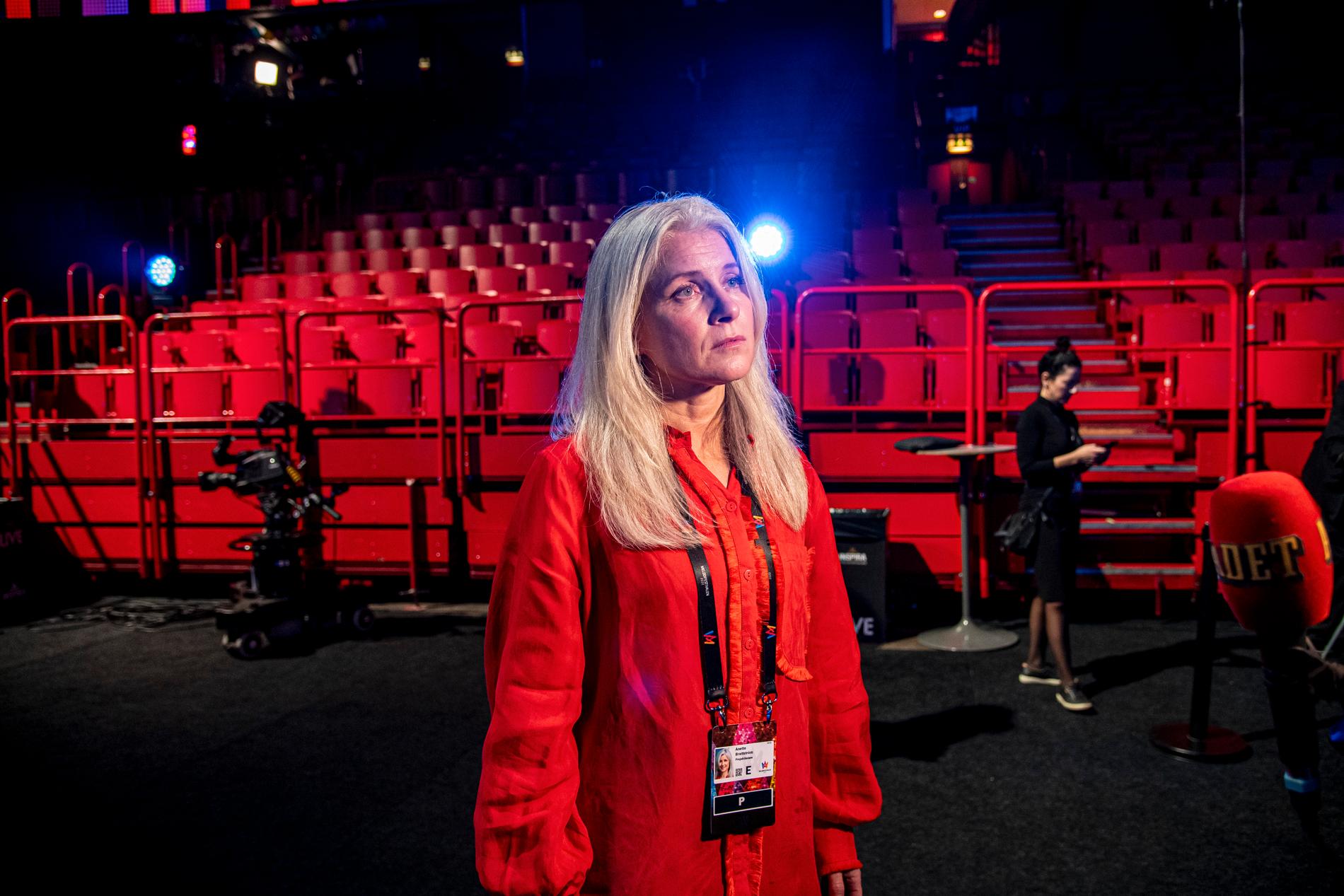  Anette Brattström under första deltävlingen i Melodifestivalen 2022 i Avicii Arena.