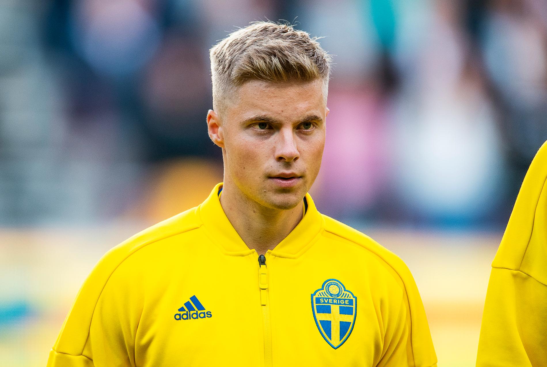 Emil Hansson med U21-landslaget 2019.
