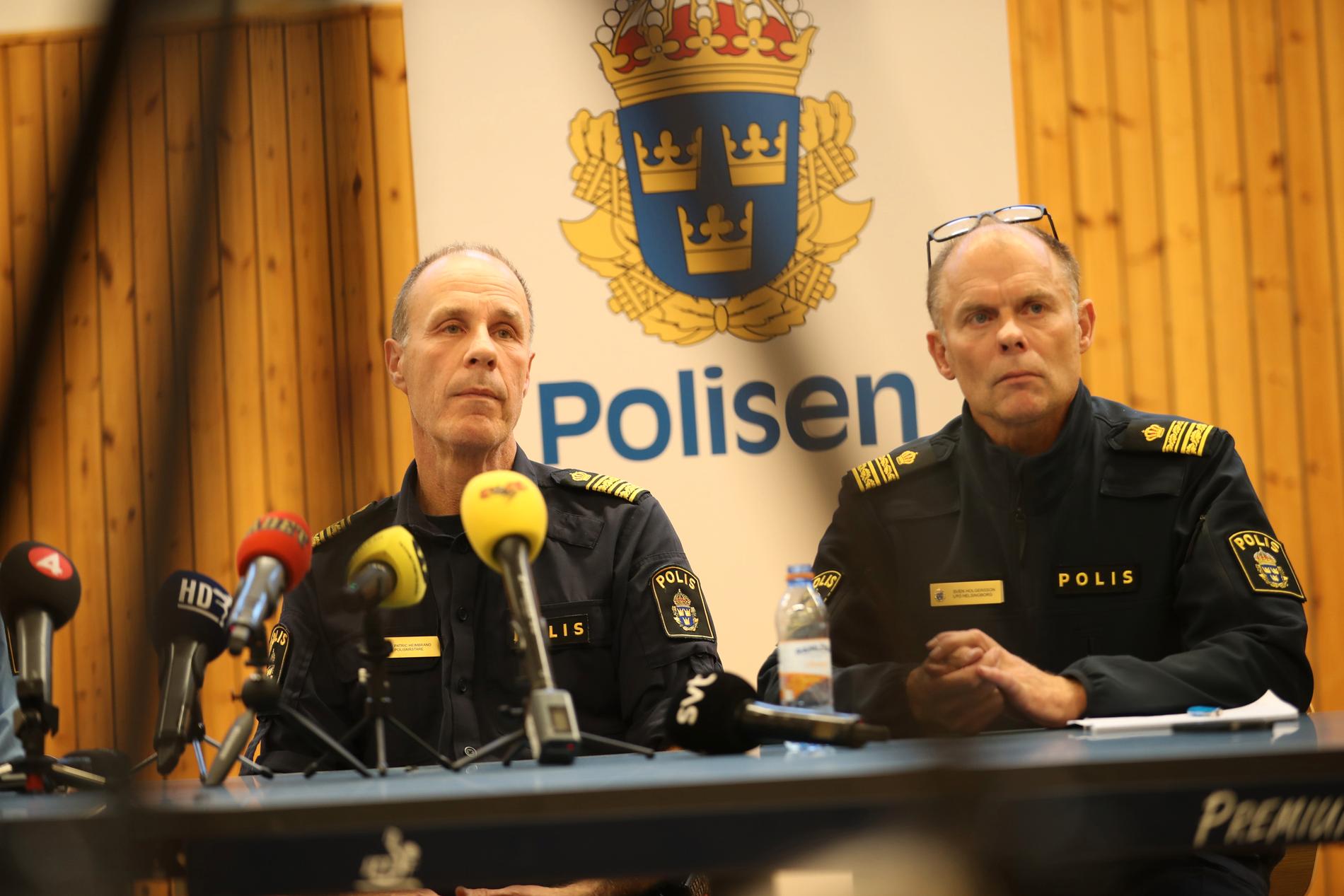 Polisen i Helsingborg håller presskonferens om sprängningen. Patric Heimbrand, polisområdeschef och Sven Holgersson, lokalområdespolis.