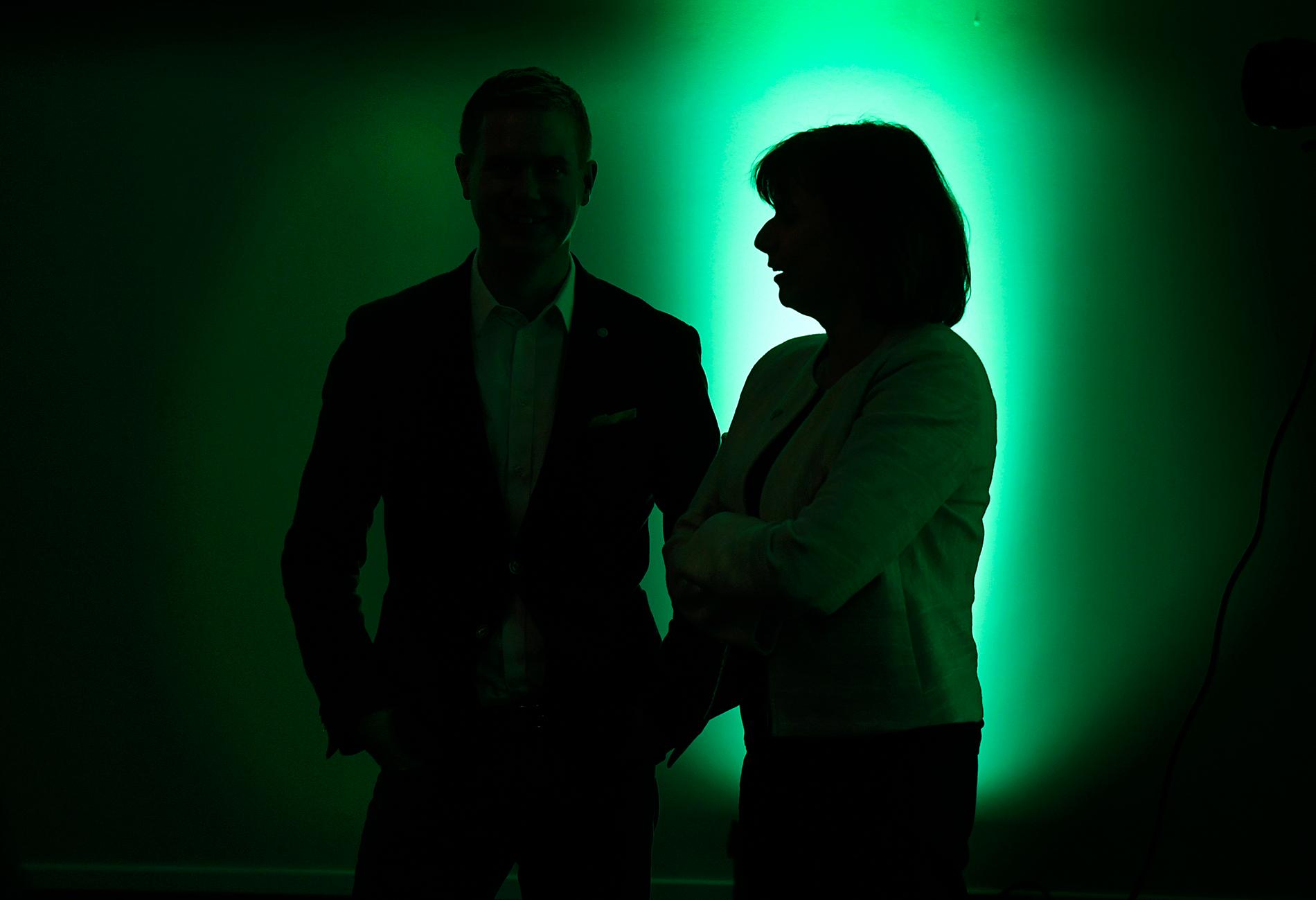 Miljöpartiets kommun- och landstingsdagar i Sundsvall. Språkrören Gustav Fridolin och Isabella Lövin.