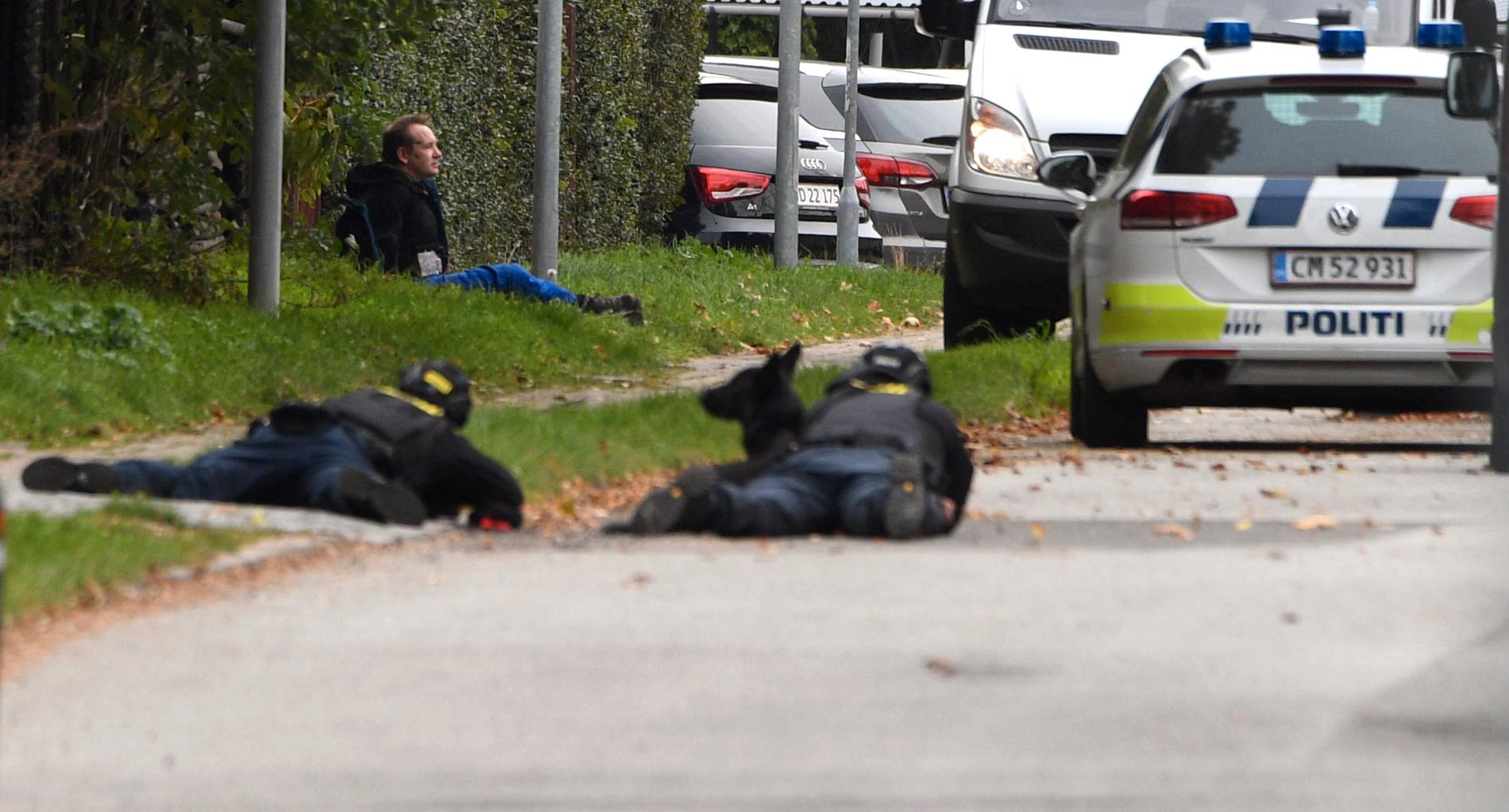 Prickskyttar deltar i polisinsatsen i Danmark.