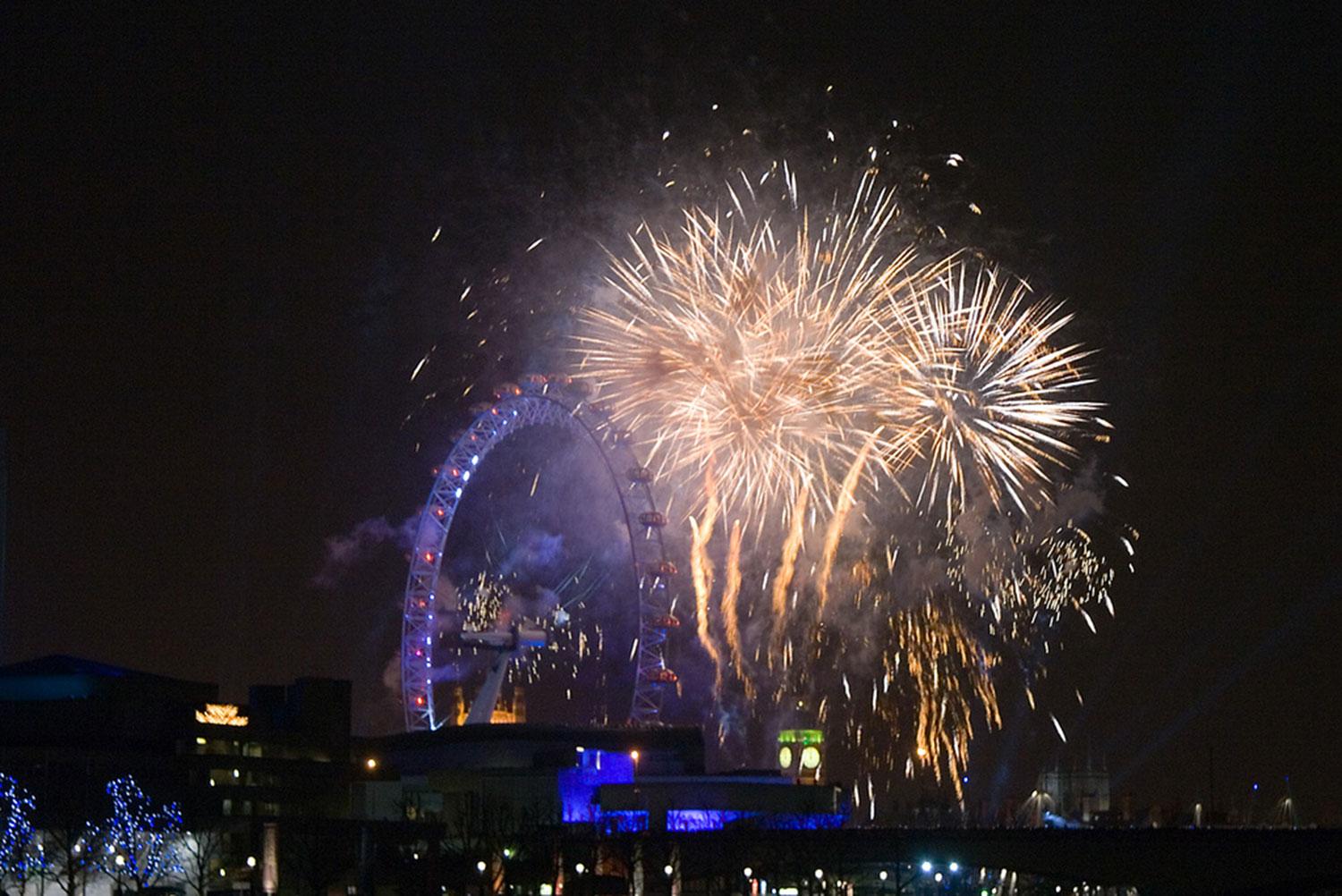 Mäktigast utsikt över nyårsfyrverkerierna får du från London Eye.