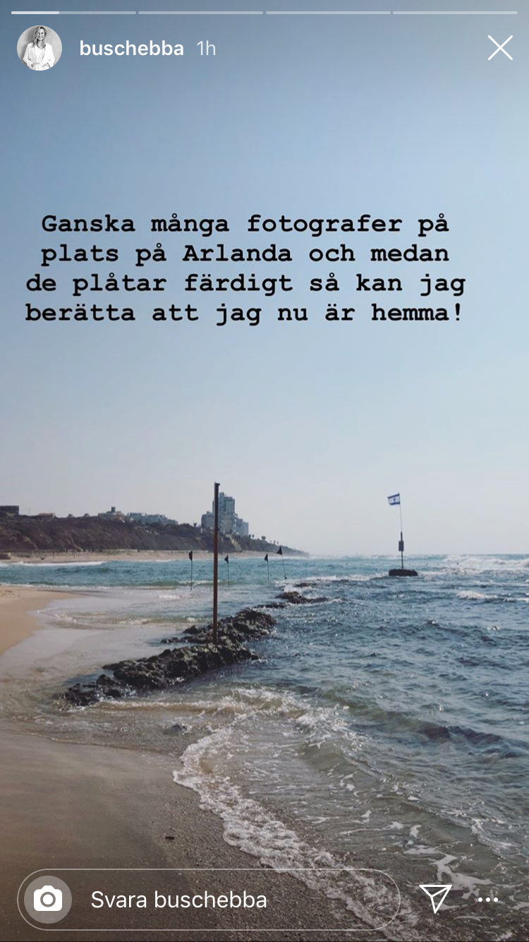 Ebba Busch Thor kommenterar ankomsten på Arlanda på Instagram. 