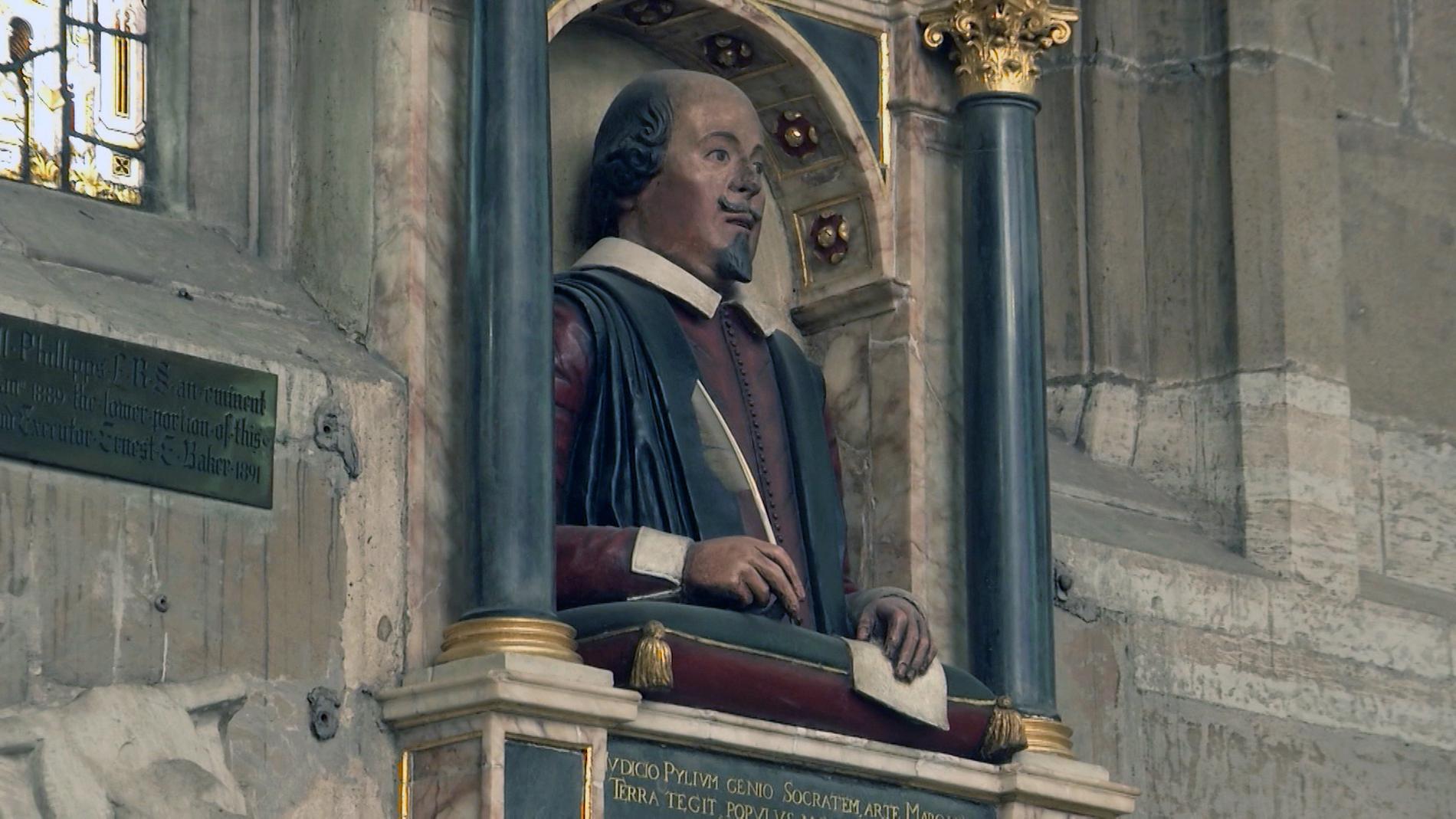Bysten av William Shakespeare i Holy Trinity-kyrkan tros vara utförd av en konstnär som faktiskt mött barden själv. Arkivbild.