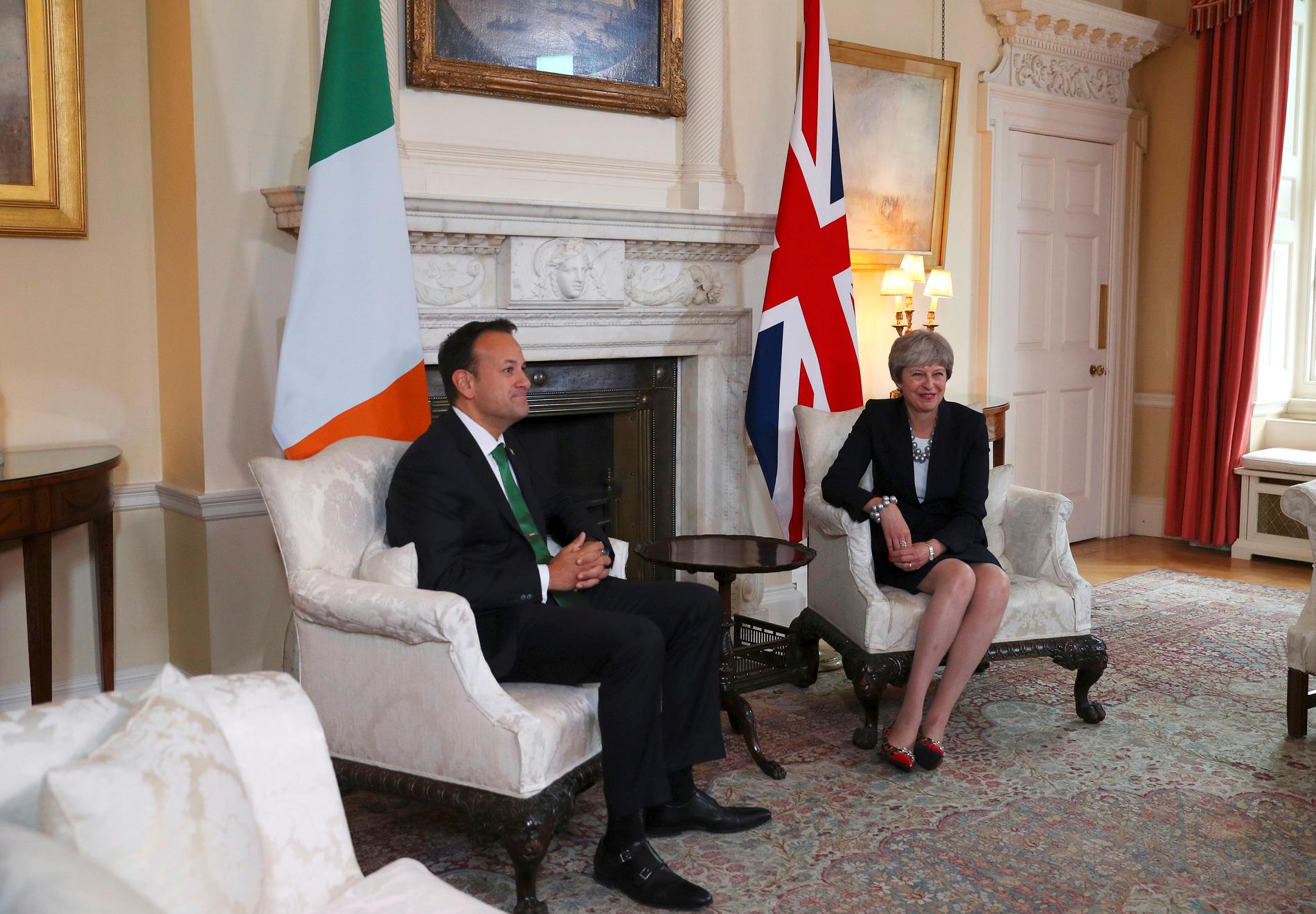 Storbritanniens premiärminister Theresa May och Irlands premiärminister Leo Varadkar. 