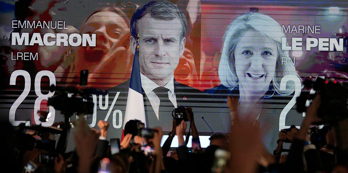 I går söndag genomfördes den första omgången i det franska presidentvalet. Sittande presidenten Emmanuel Macron fick 27,3 procent av rösterna och ställs i andra omgången, den 24 april, mot Marine Le Pen, som fick 24 procent.