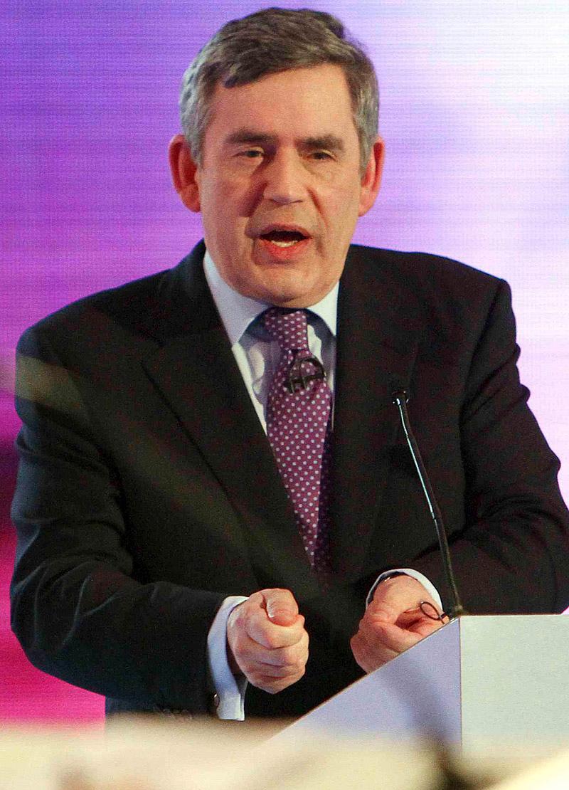 Gordon Brown i torsdagskvällens valdebatt.
