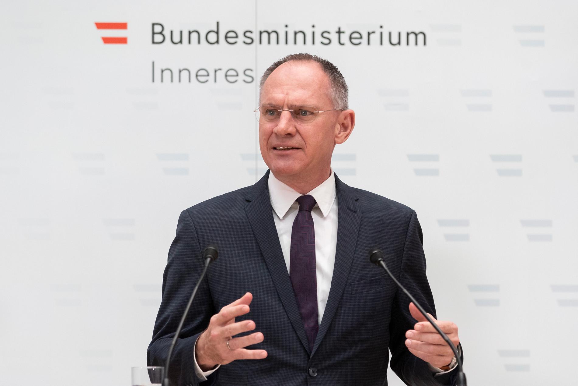 Österrikes inrikesminister Gerhard Karner. Arkivbild.