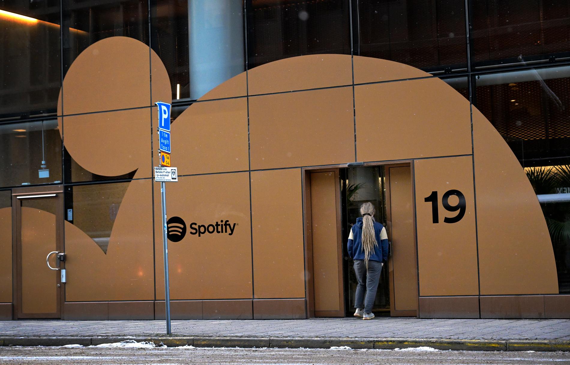 Huvudkontoret för streamingtjänsten Spotify i centrala Stockholm. Arkivfoto.