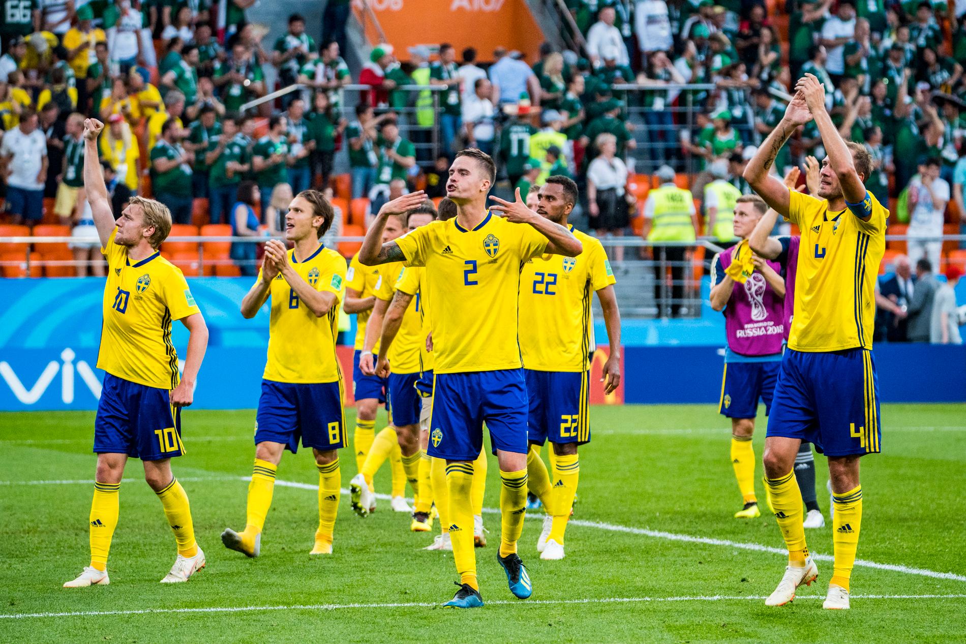 Svenskt jubel efter segern mot Mexiko.