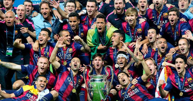 Barcelona firar CL-titeln 2015. I år åkte de ut i kvartsfinalen.
