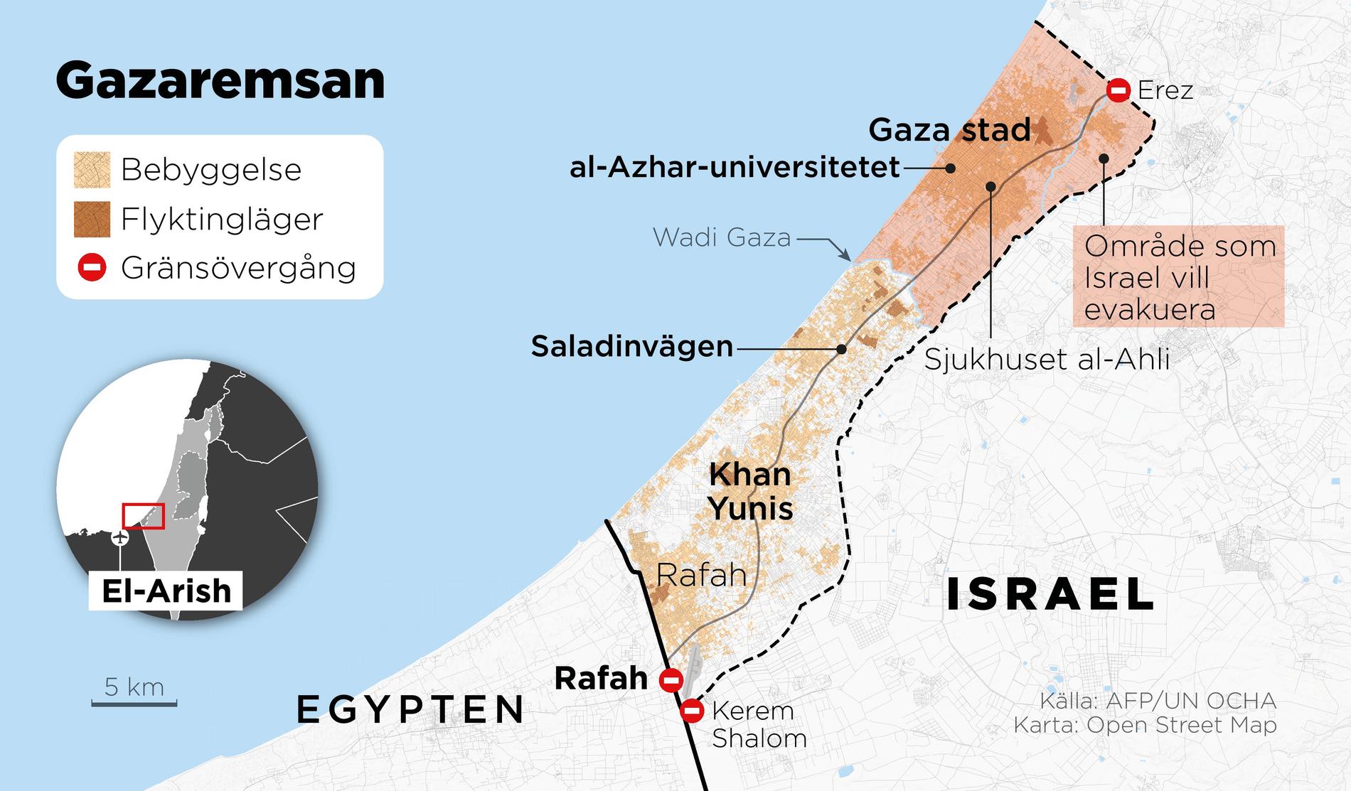 Saladinvägen går genom hela Gazaremsan, och är det huvudsakliga sättet att ta sig från staden Gaza till Khan Yunis och sydvästra gränsen.