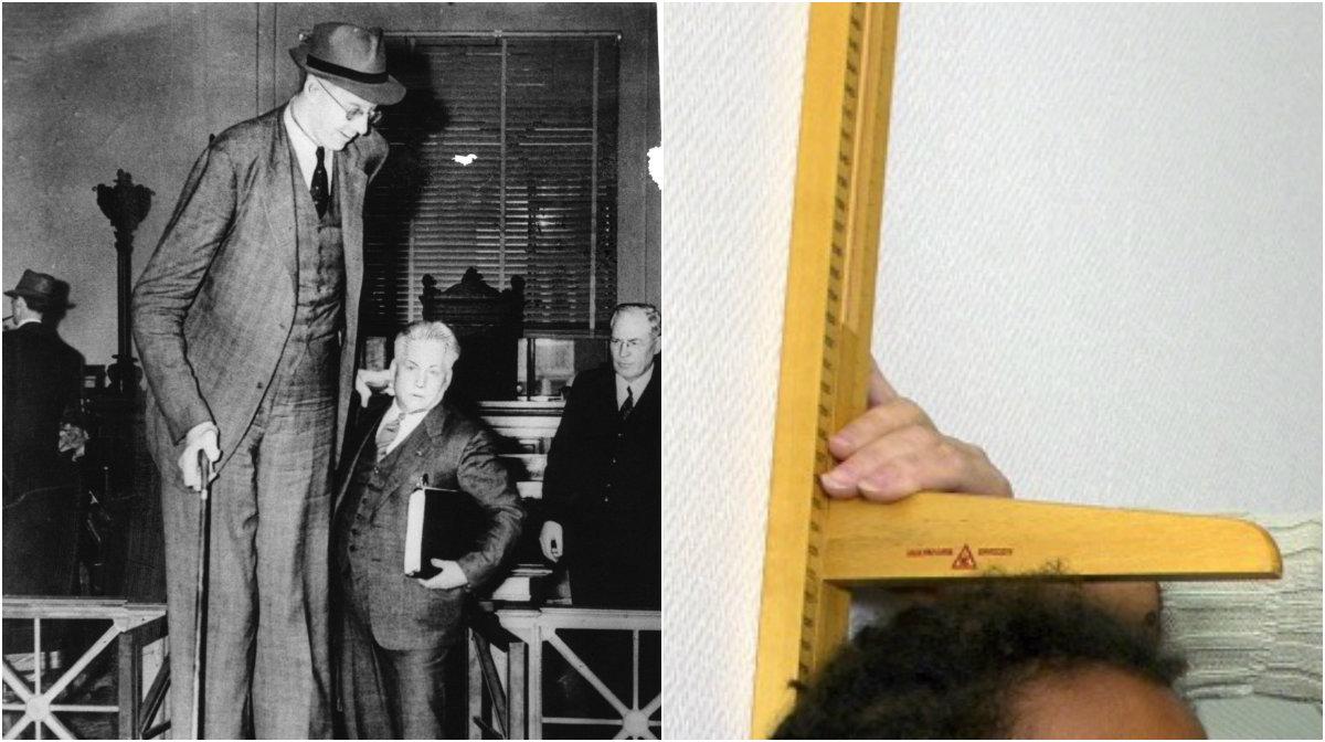 Här är världens längsta man, Robert Wadlow, tillsammans med sin far. Wadlow avled 1940. Han var 272 cm.