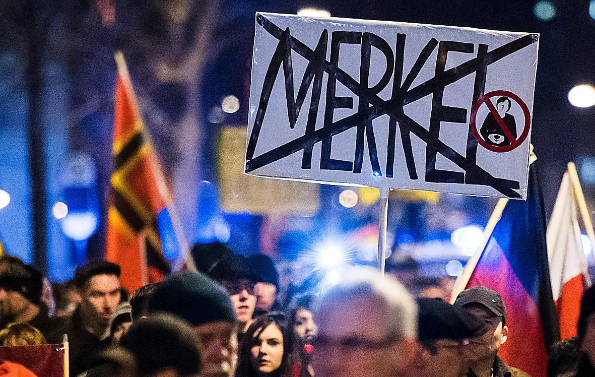 Tyska populistpartiet AFD  demonstrerar.