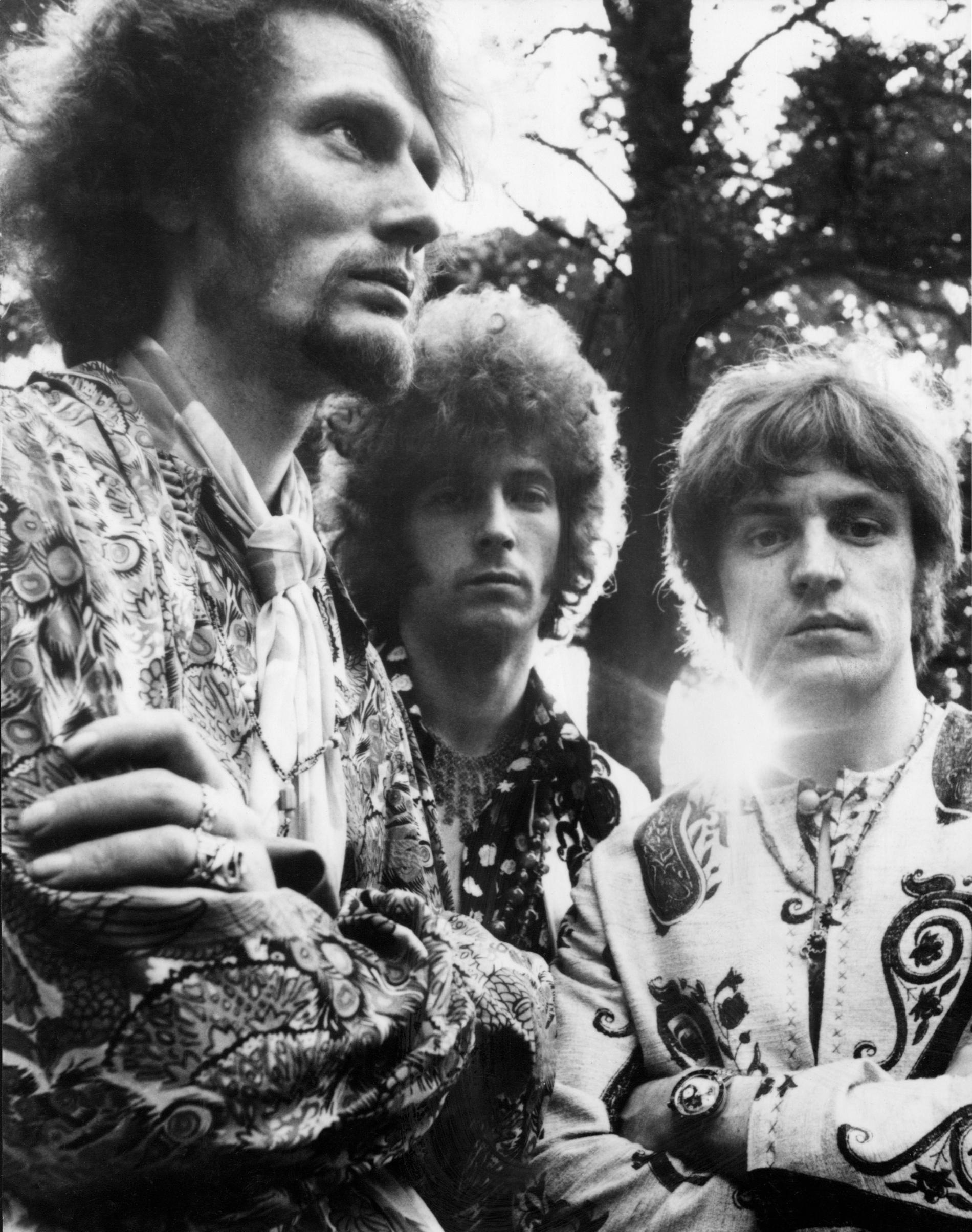 Ginger Baker, Eric Clapton och Jack Bruce, medlemmarna i det legendariska bandet Cream, här på bild från 1967.