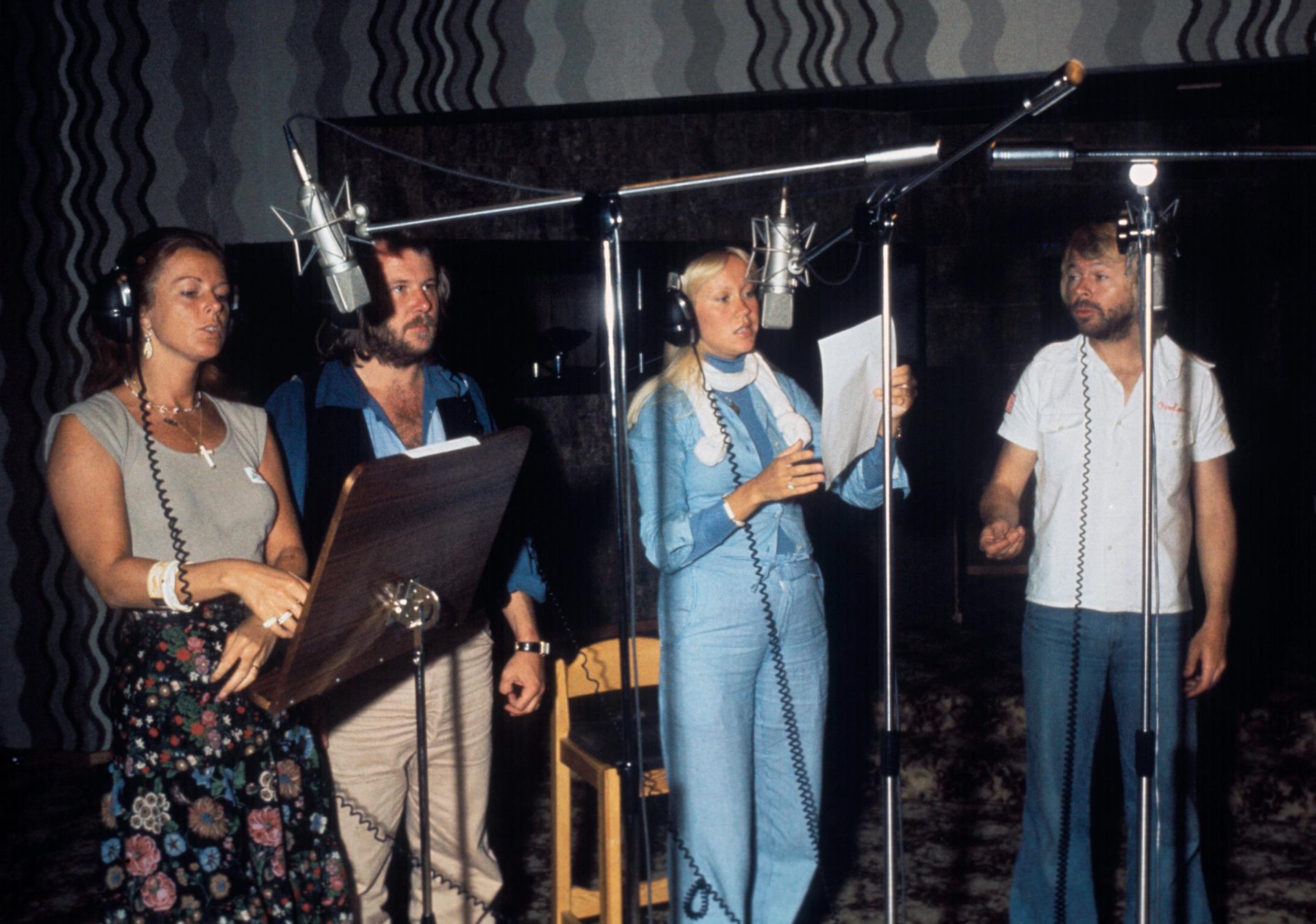 Abba i studion – för ungefär 40 år sedan. Från vänster: Anni-Frid Lyngstad, Benny Andersson, Agnetha Fältskog och Björn Ulvaeus.