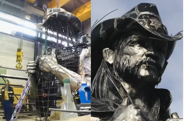 En enorm stålstaty av Lemmy Kilmister hade uppsikt över den franska festivalen Hellfests besökare häromveckan.