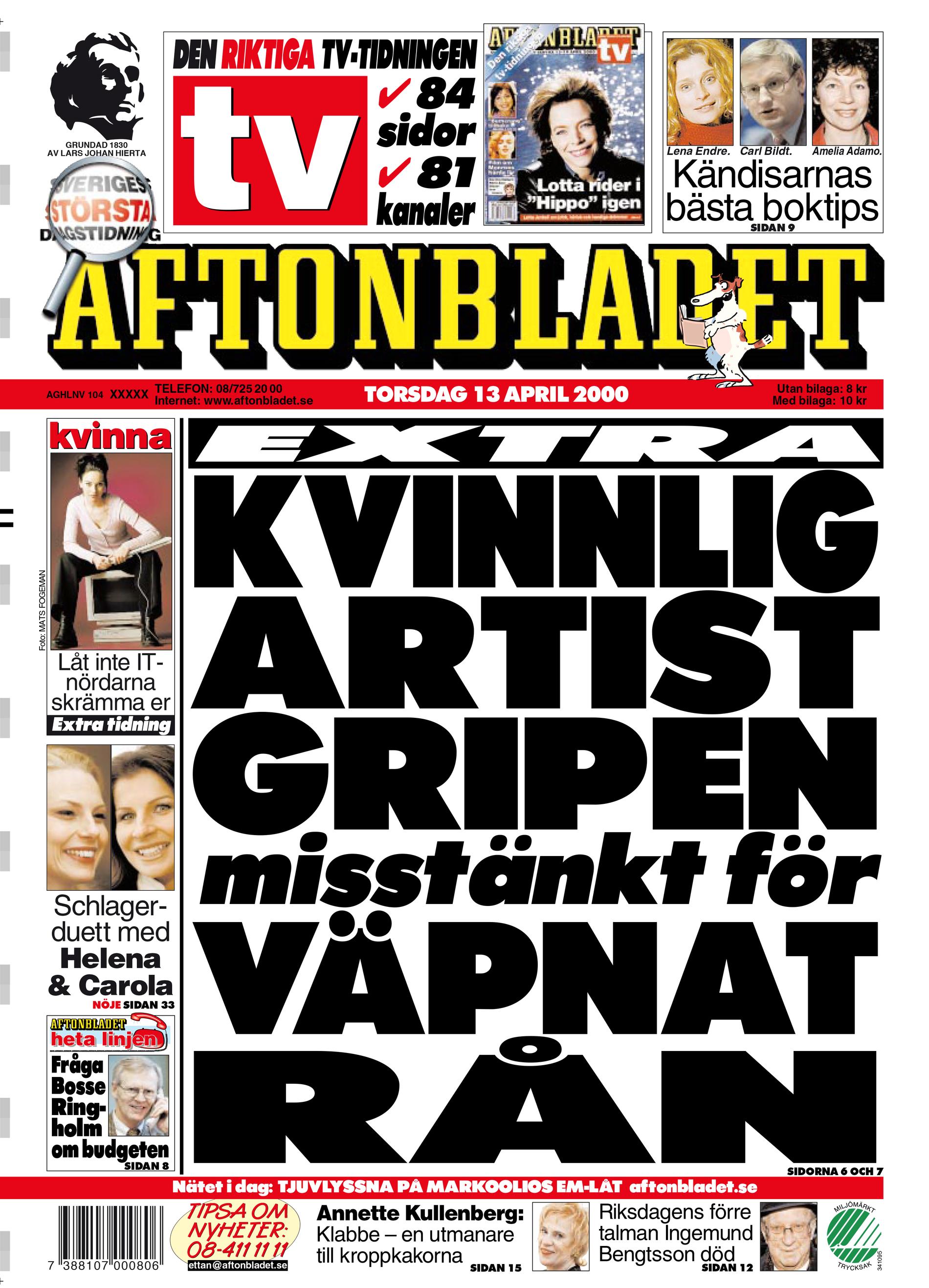 Aftonbladet torsdag 13 april 2000