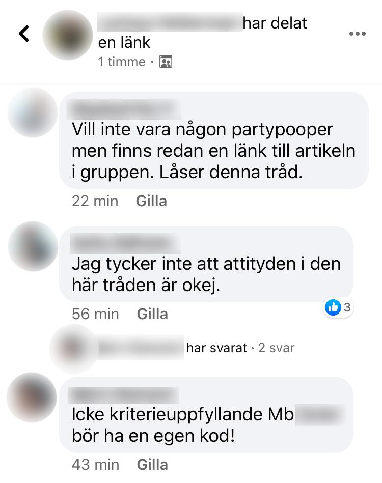 En läkare som Aftonbladet varit i kontakt med i den slutna gruppen på Facebook reagerade på att tonen i konversationerna var raljerande.  