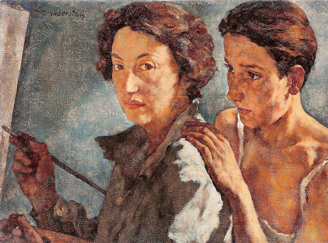 I ”Ich und mein Modell” från 1929/30 porträtterar konstnären Lotte Laserstein sig själv med modellen Traute Rose bakom sig.
