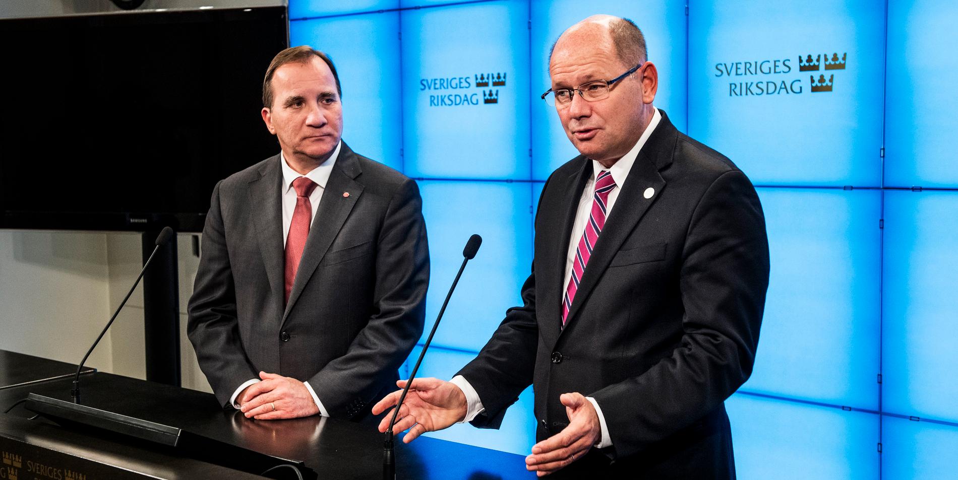 Efter valet 2014, statsminister Stefan Löfven och den nye talmannen Urban Ahlin.