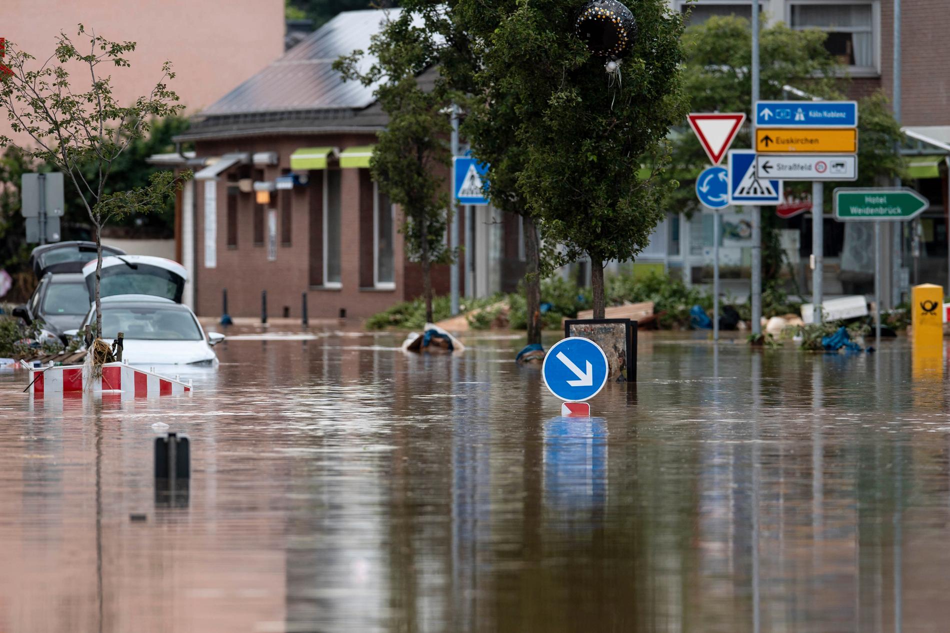 Tyska Swisttal är översvämmat.