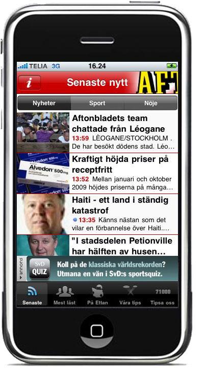 I NYA ”APPEN” hittar du alltid det senaste från Aftonbladet. Nyheterna rullas in direkt när de publicerats.