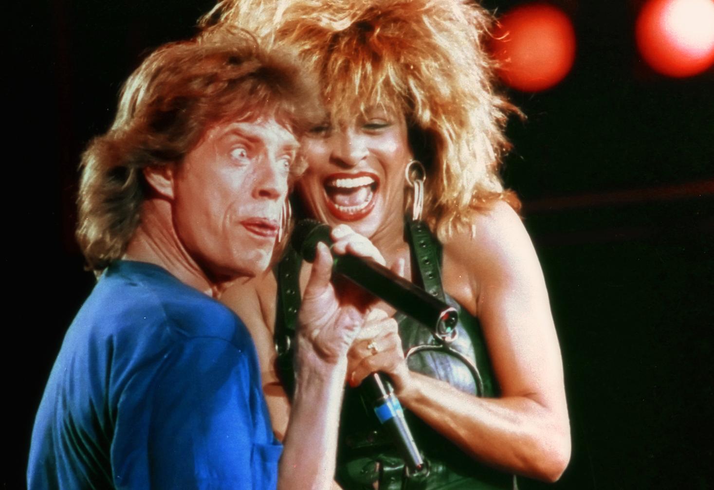Tina Turner med Mick Jagger på Live Aid i Philadelphia 1985.