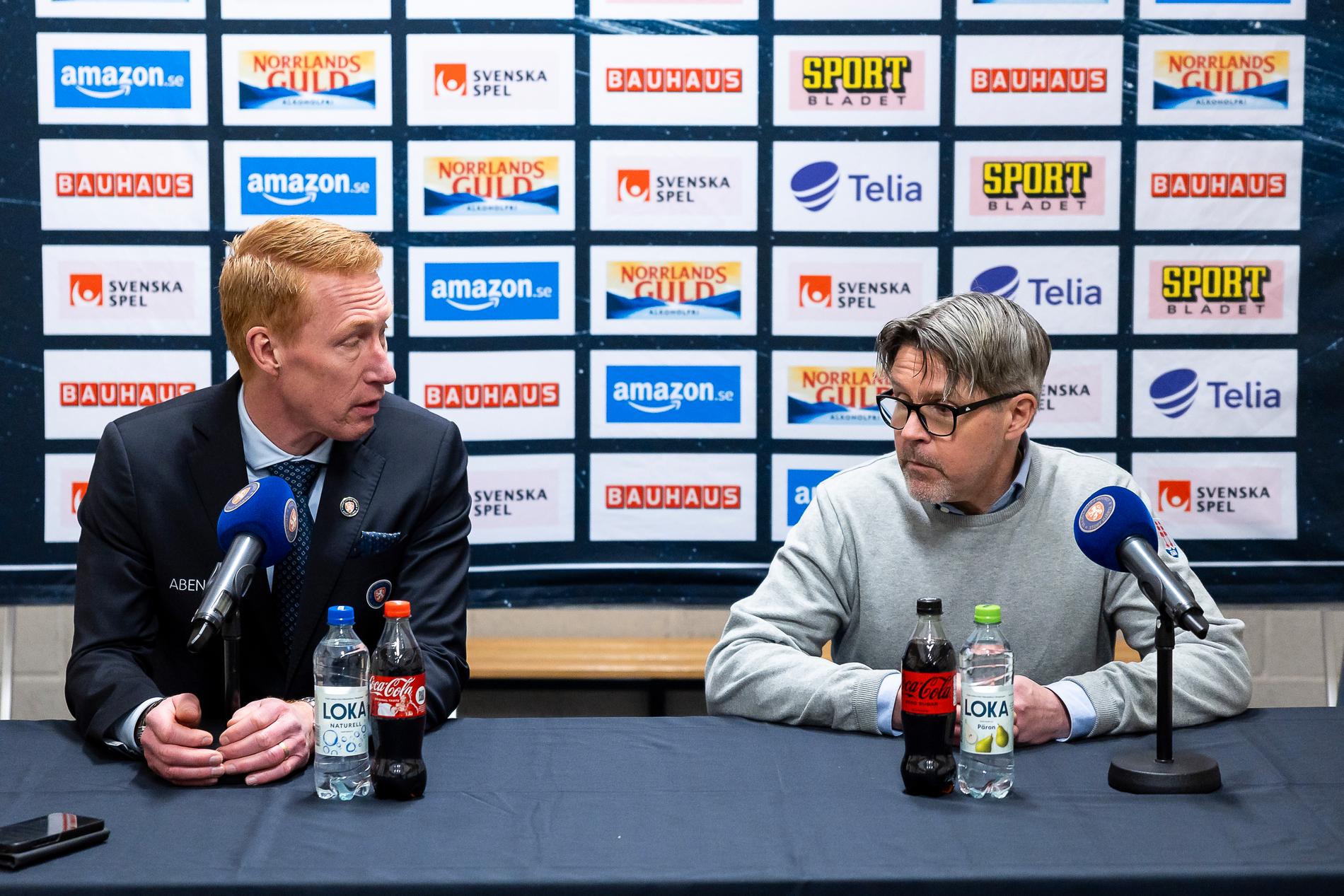 Jörgen Jönsson och Ante Karlsson på presskonferensen.