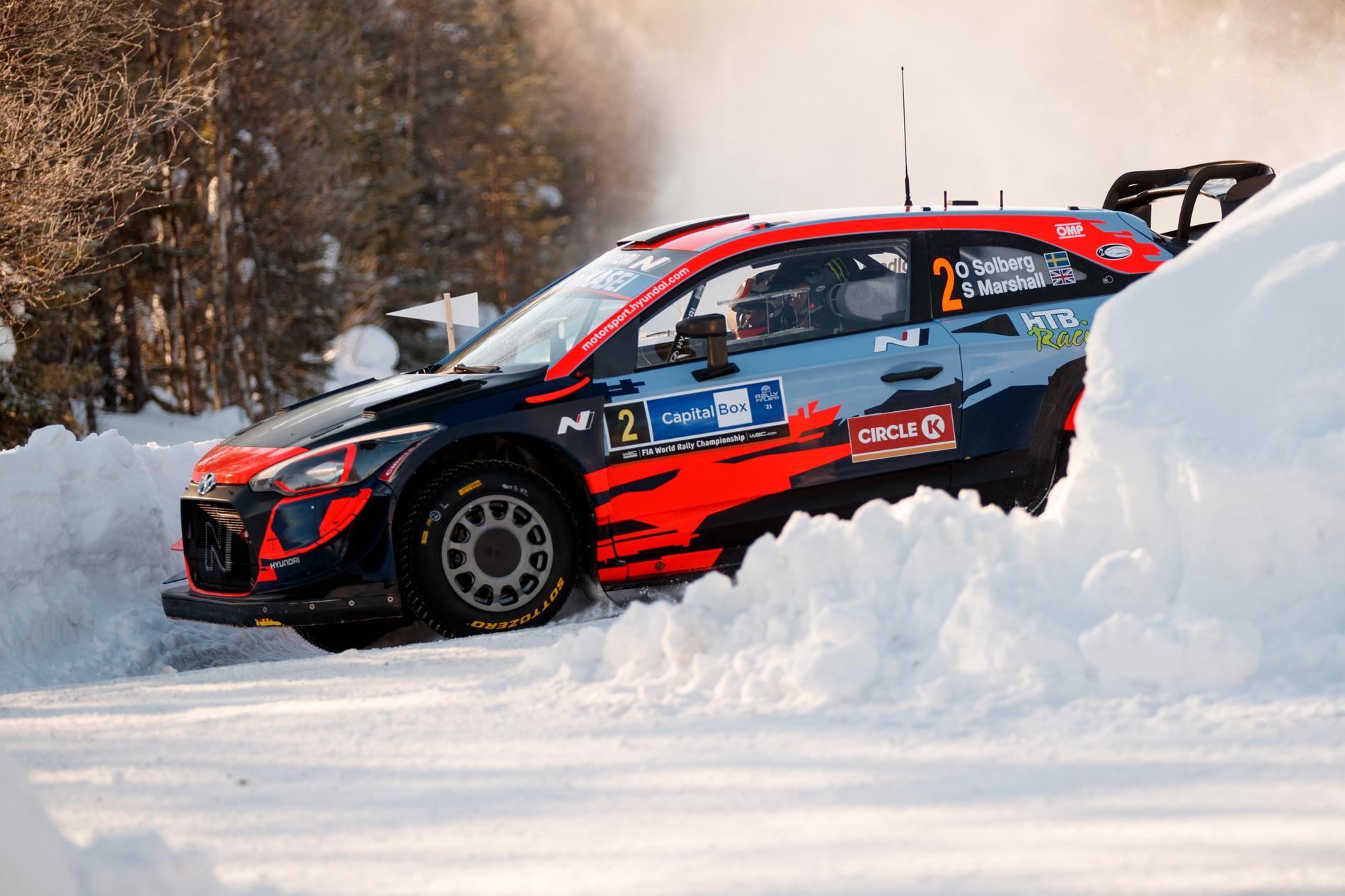 Oliver Solberg i sin Hyundai i20, WRC Rovaniemi.