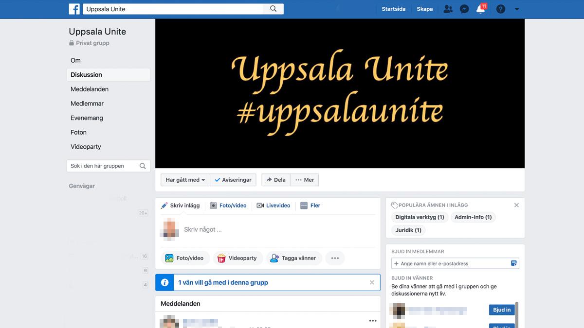På Facebook-gruppen Uppsala Unite samlas företagare, politiker och beslutsfattare.