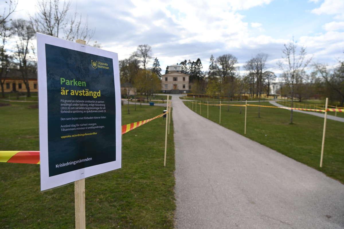 I Uppsala är parkerna avstängda. 