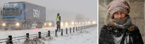 Bistert vinterväder I slutet av januari i år orsakade snön och kylan extremt dåligt väglag på E6:an i Skåne. Även i Stockholm bet sig vinterkylan fast.