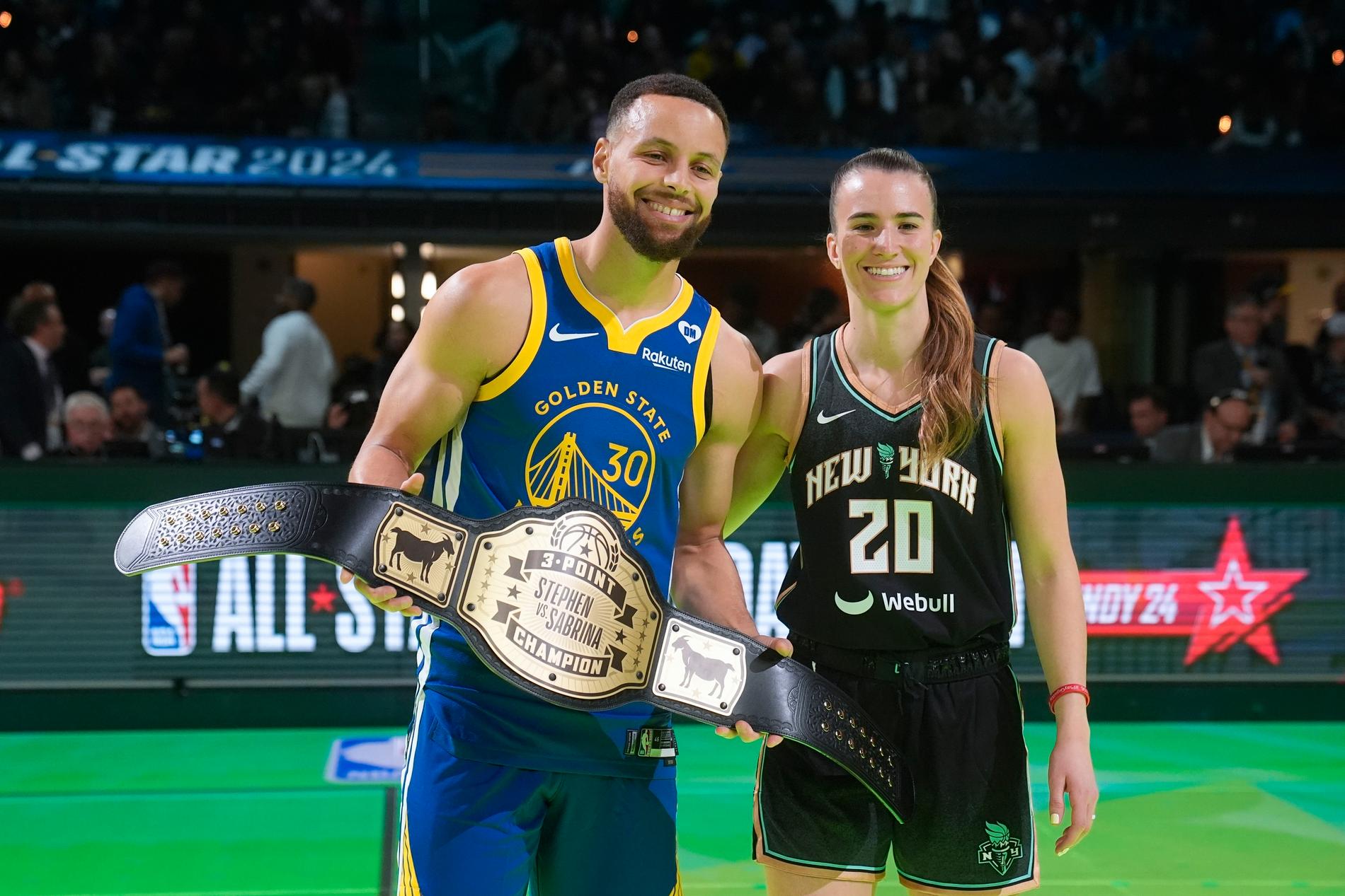 Stephen Curry vann mot Sabrina Ionescu i trepoängstävlingen under NBA:s all star-helgen.