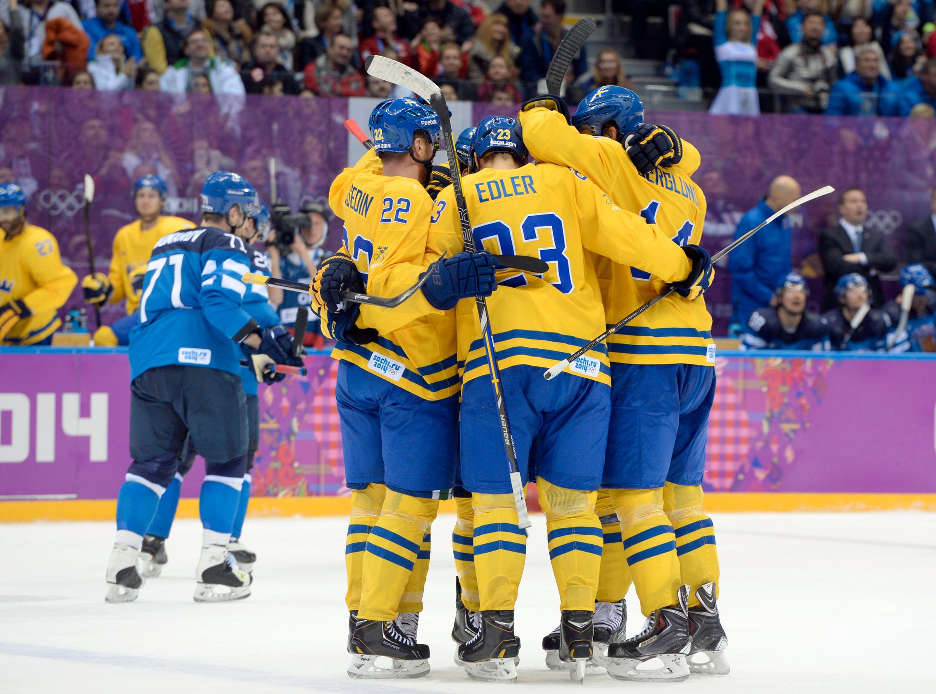 Tre Kronor under en match mot Finland i Sotji-OS 2014. Det är den senaste olympiska hockeyturneringen där NHL-stjärnorna har varit med. Arkivbild.