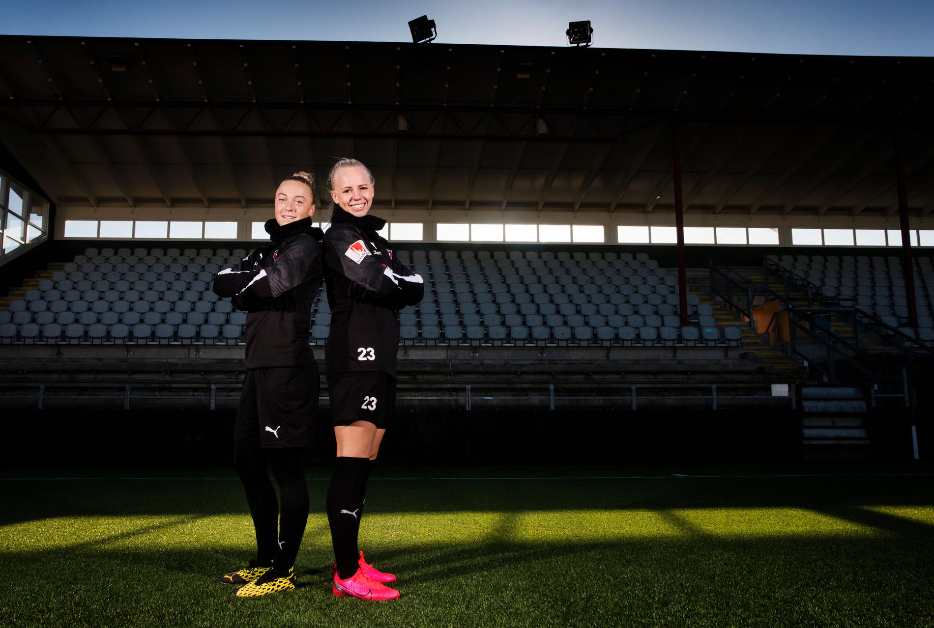 Rosengårds spelare Hanna Bennison (Till vänster) och Sofie Svava (till höger). 