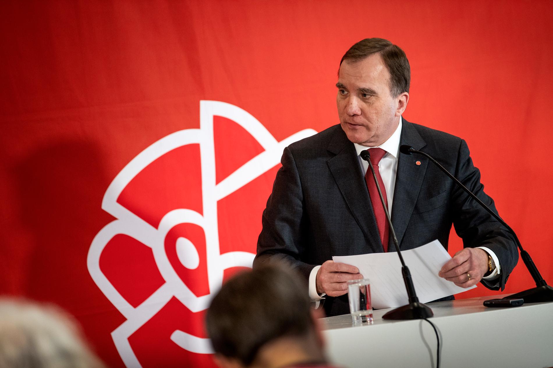 Stödet för Socialdemokraterna sjunker enligt Sifos undersökning. På bilden syns partiledare och statsminister Stefan Löfven. Arkivbild.