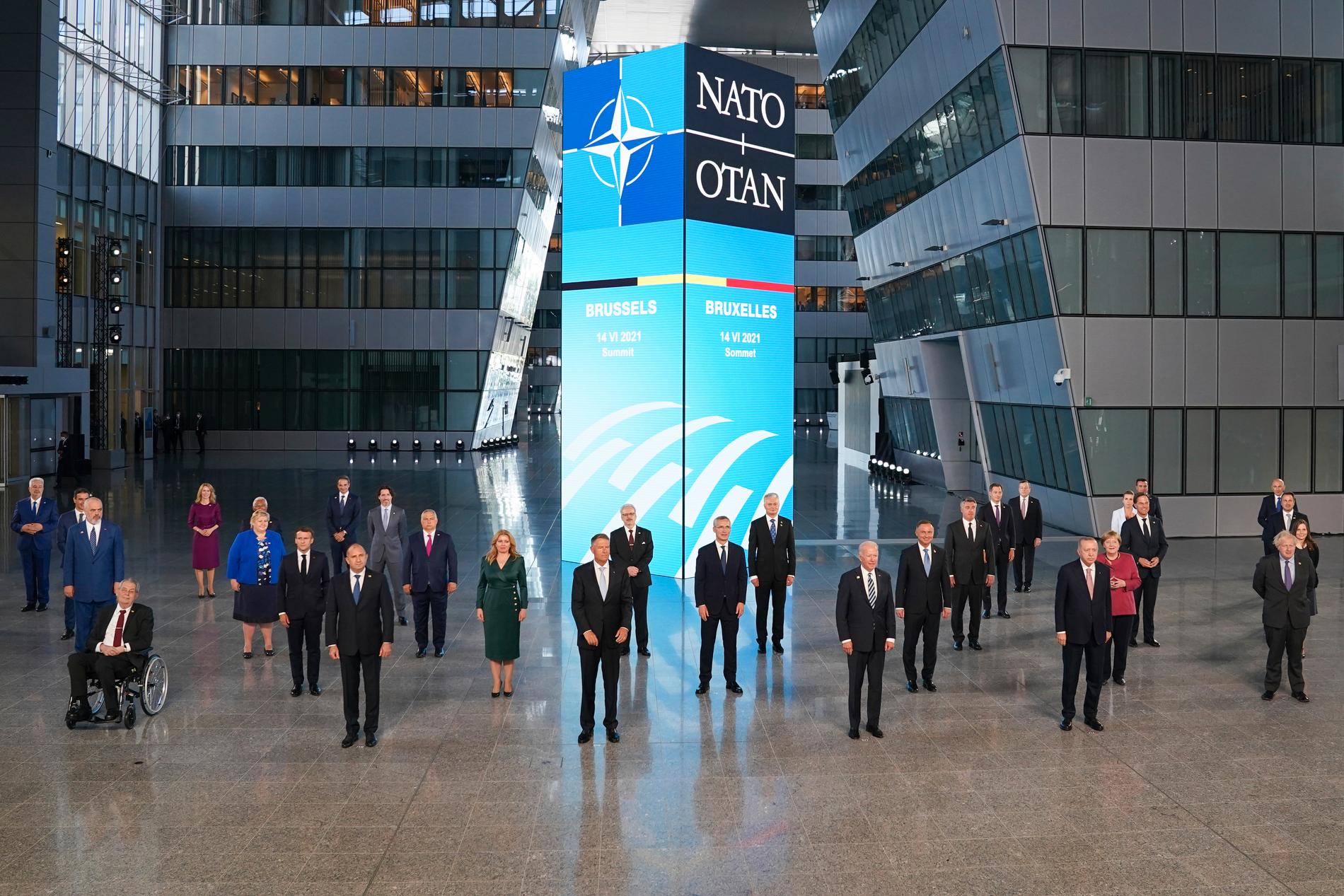 Natoländernas stats- och regeringschefer vid Natos högkvarter i Bryssel 14 juni 2021. Arkivbild.