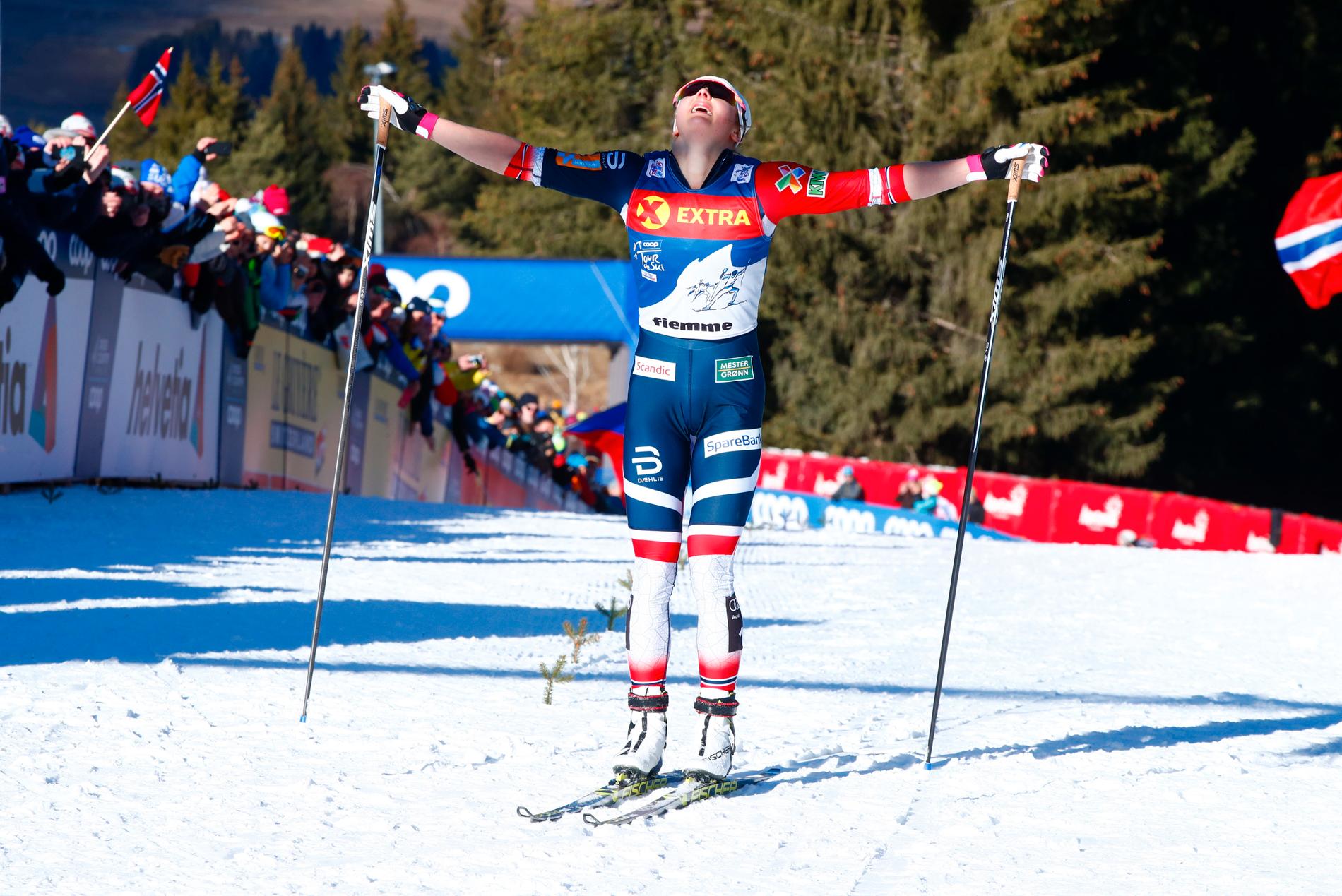 Norskan Ingvild Flugstad Østberg var först upp för Alpe Cermis i vintras och vann Tour de Ski. Arkivbild.