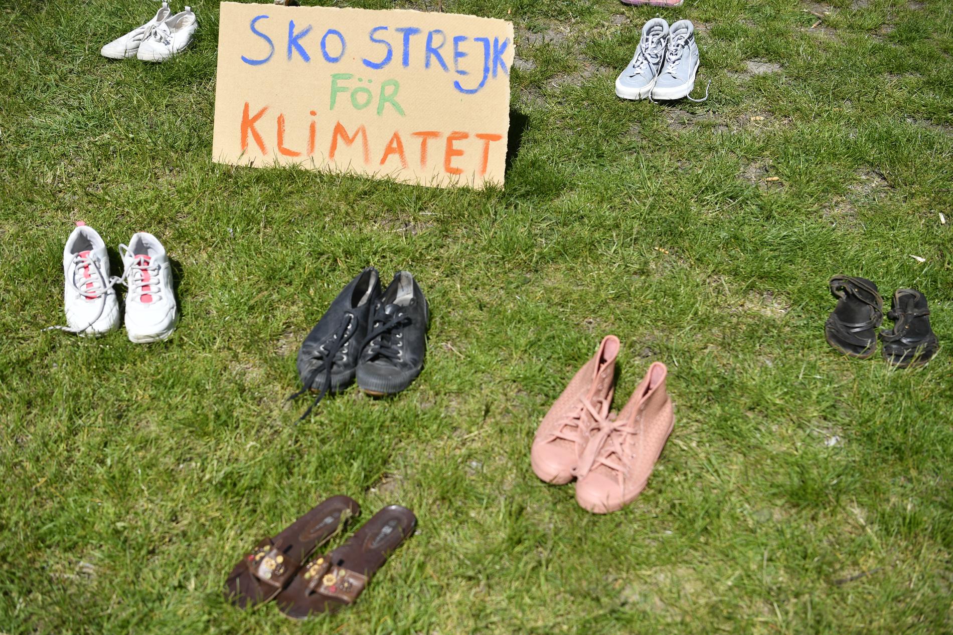 Petra Palmén, projektledare för Saturdays for future fick idén när hon såg att klimataktivister i Nederländerna manifesterade med sina skor för några veckor sedan. Bilden är från en klimatstrejk i Stockholm.