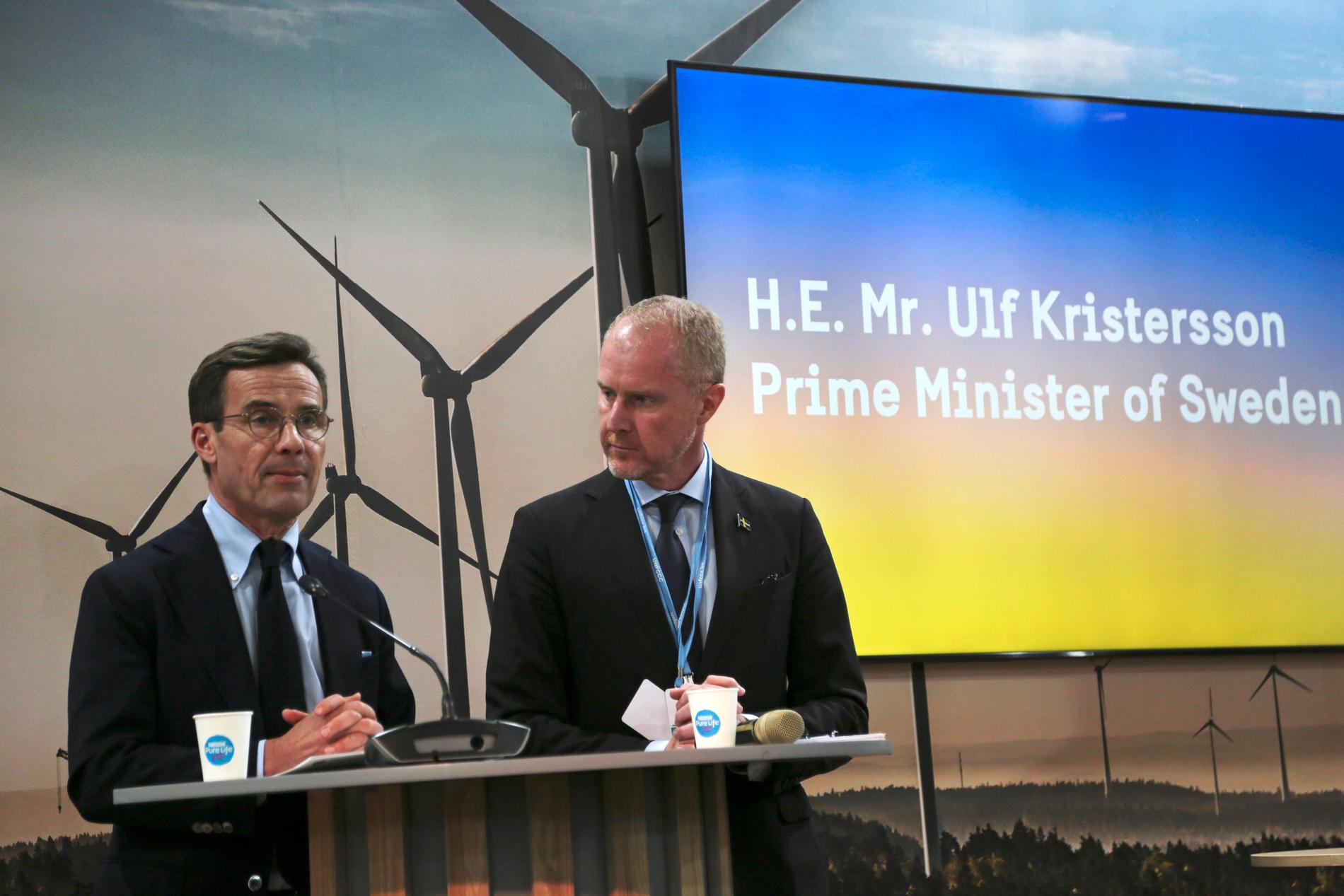 Ulf Kristersson talade om industrin som en miljörörelse när han besökte klimattoppmötet i Egypten.