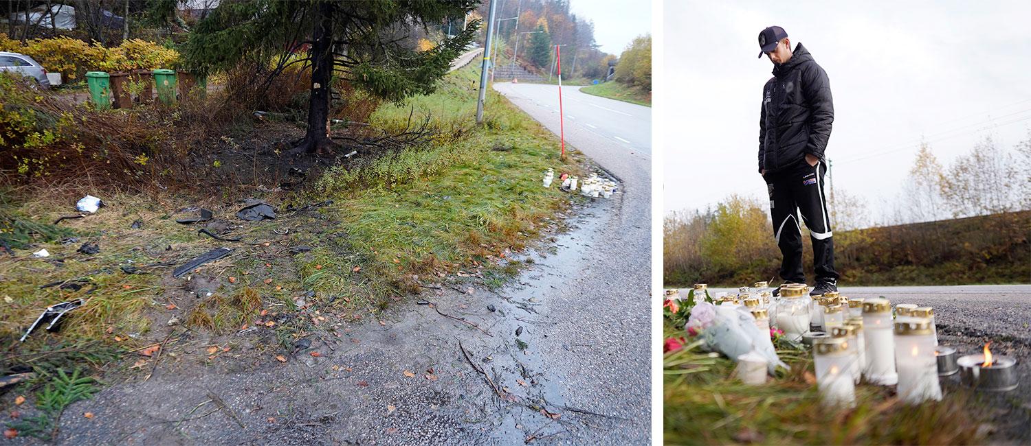 Rasmus Wiklund tränade en av de döda tonåringarna i innebandy. I dag var han en av dem som besökte olycksplatsen, där ljus tänts och blommor lämnats. 