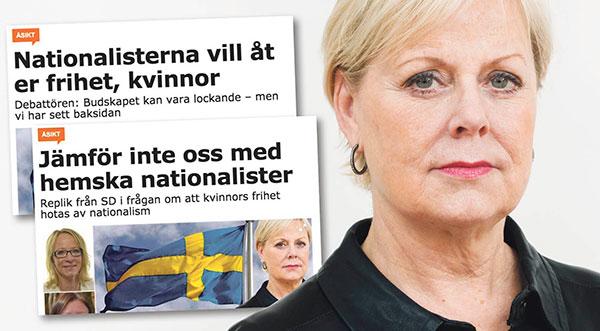 Jag står fast vid min slutsats att ert parti är ett hot mot det Sverige som Kvinna till Kvinna ville hylla på nationaldagen, skriver Lena Ag.