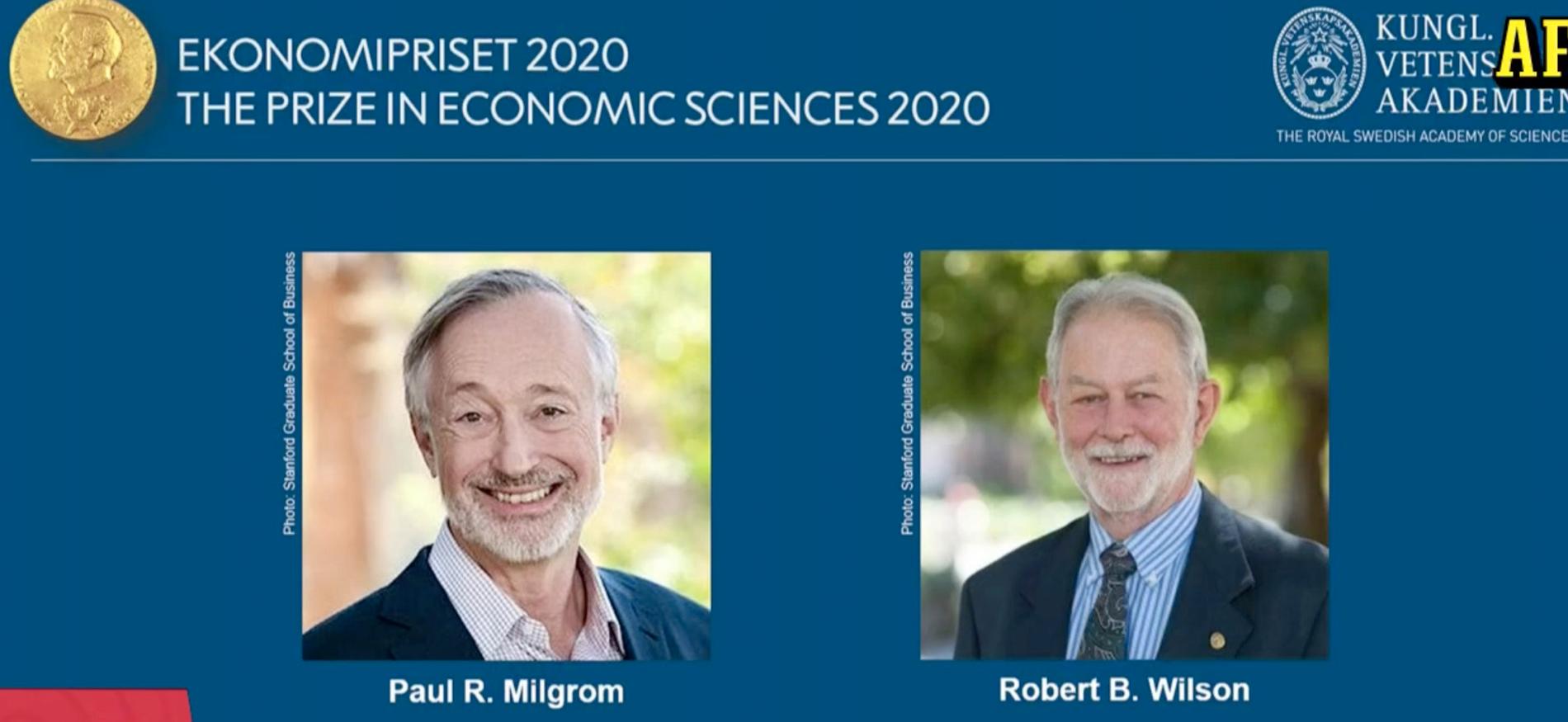 Paul R Milgrom och Robert B Wilson tilldelas ekonomipriset 2020.