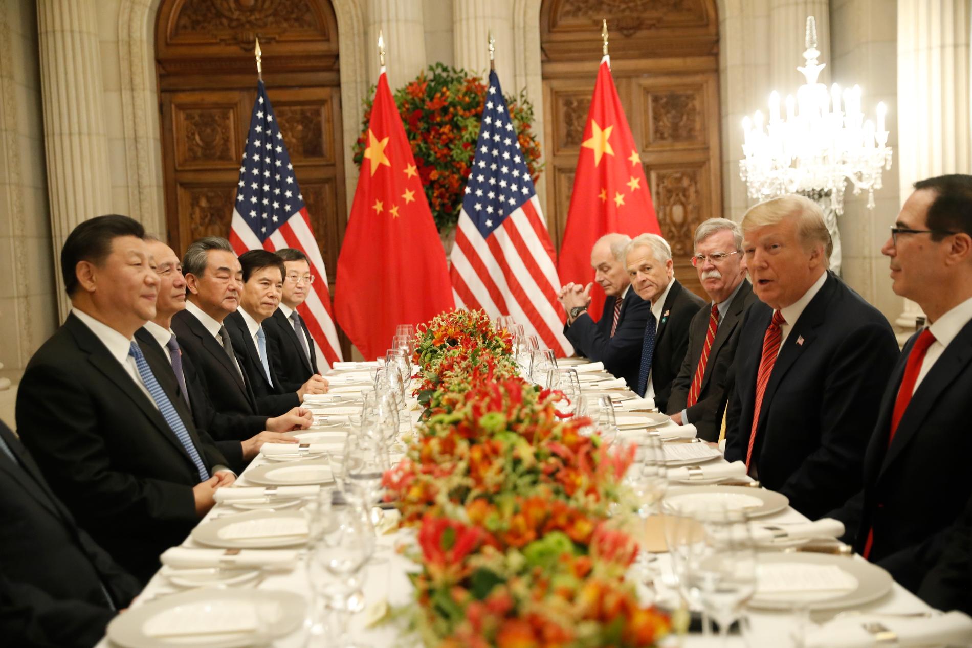 Xi Jinping och Donald Trump under deras gemensamma middag.