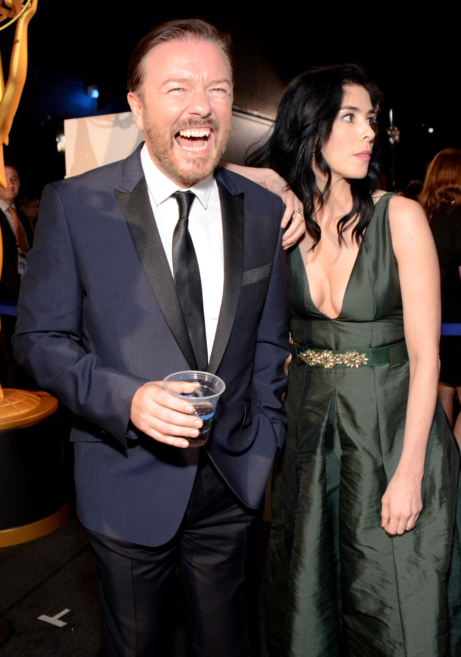 Ricky Gervais och Sarah Silverman på senaste Emmy-galan.