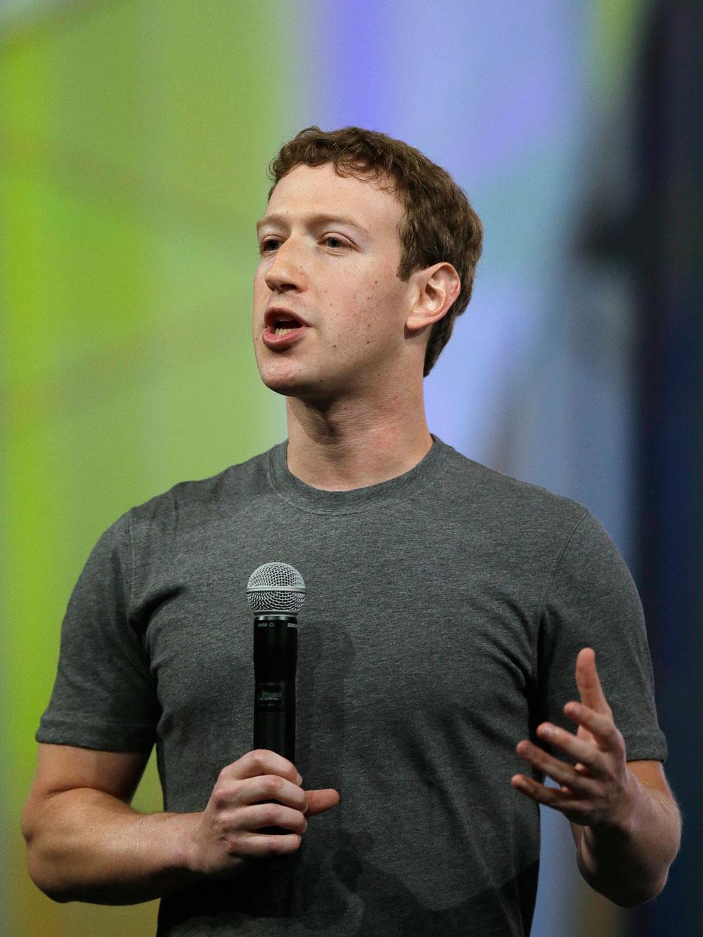 Mark Zuckerberg med den klassiska gråa tröjan på sig vid ett tillfälle 30 april 2014.