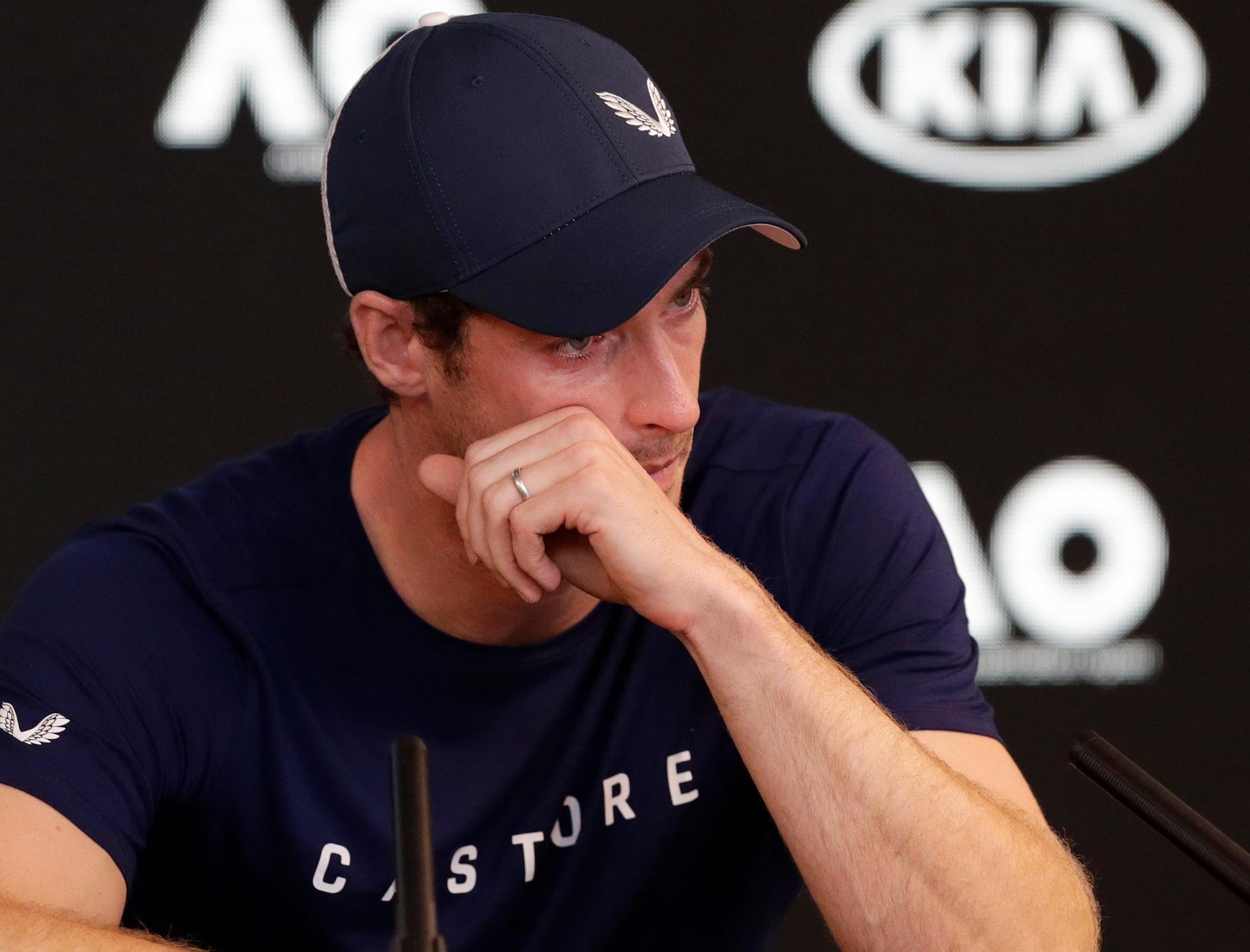 Andy Murray på den tårfyllda presskonferensen under Australian Open tidigare i år. Arkivbild.