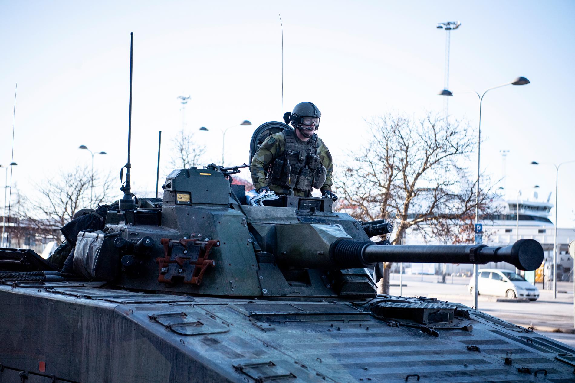 Militär på plats på Gotland.